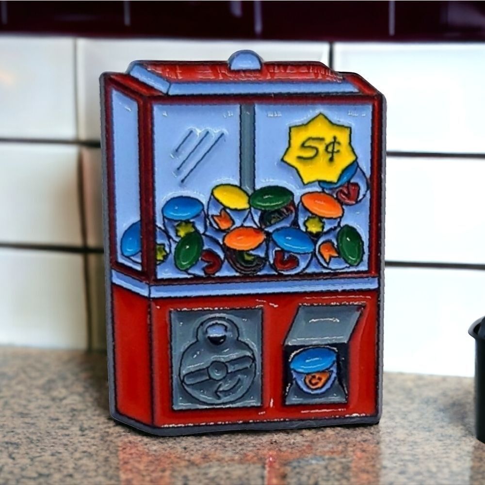 Nostalgic Gumball 5¢ Prize Machine Lapel Pin Novelty Enamel Backpack Hat Jewelry